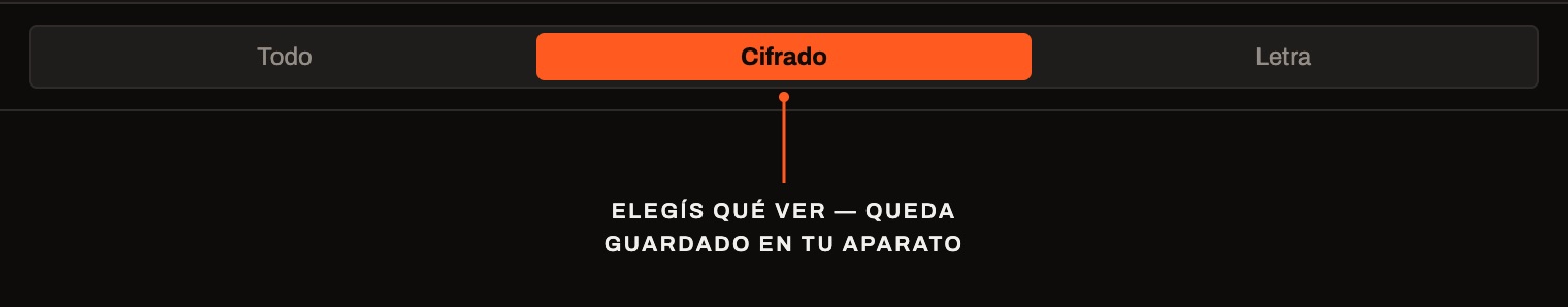 El selector de vistas con Cifrado elegido, señalado